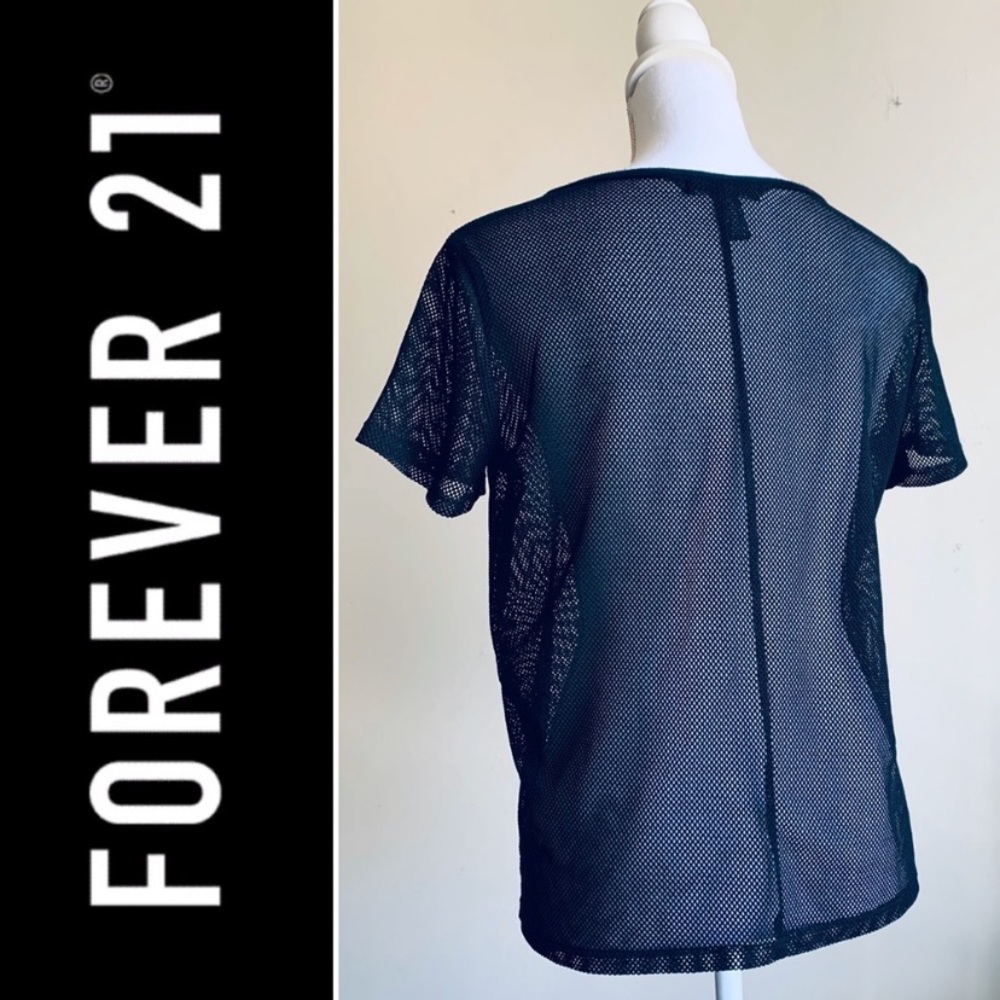 ❤️SOLD❤️Forever 21 Black Short Sleeve Mesh Shirt - Picture 4 of 8